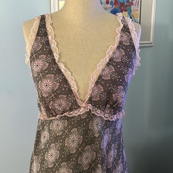 Intimates By Flora Large Semi Sheer Long Maxi Gown Tie Back - Picture 3 of 10